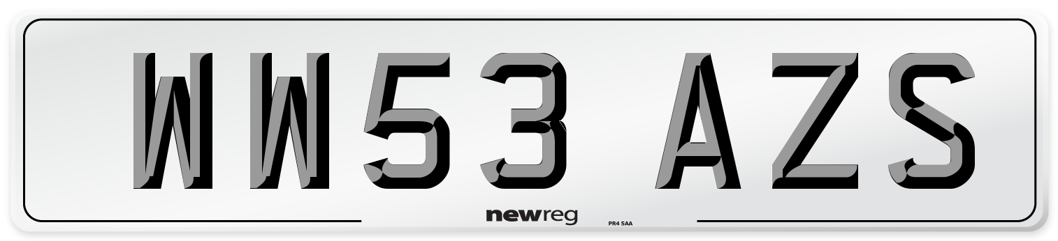 WW53 AZS Number Plate from New Reg